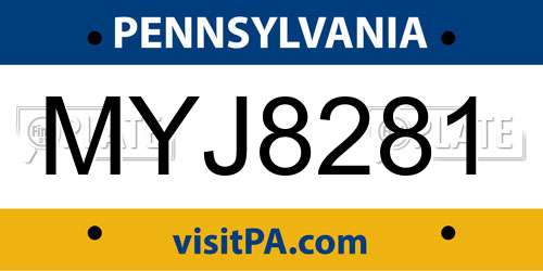 MYJ8281 Pennsylvania License Plate