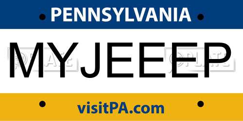 MYJEEEP Pennsylvania License Plate