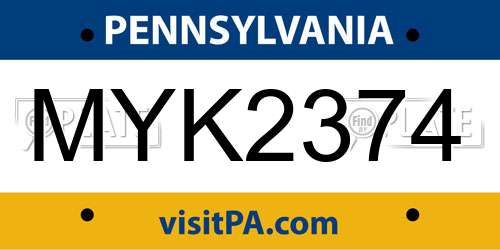 MYK2374 Pennsylvania License Plate