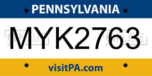 MYK2763 Pennsylvania License Plate