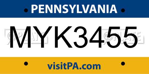 MYK3455 Pennsylvania License Plate