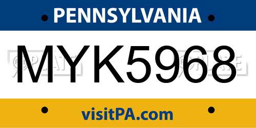 MYK5968 Pennsylvania License Plate