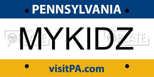 MYKIDZ Pennsylvania License Plate