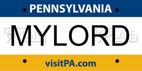 MYLORD Pennsylvania License Plate