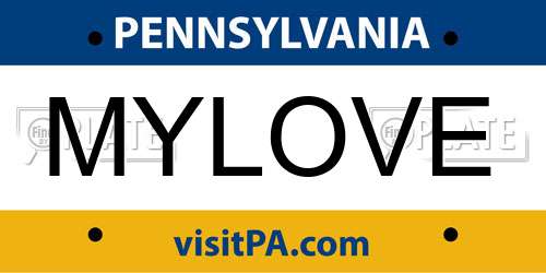 MYLOVE Pennsylvania License Plate