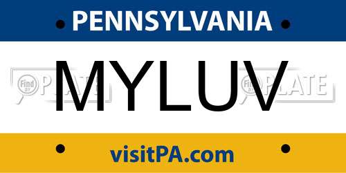 MYLUV Pennsylvania License Plate