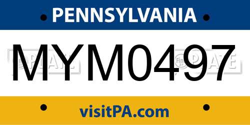 MYM0497 Pennsylvania License Plate