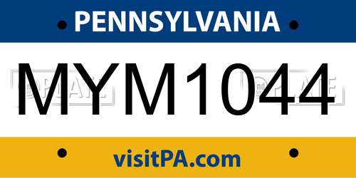 MYM1044 Pennsylvania License Plate