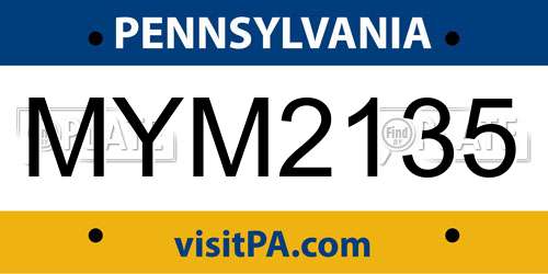MYM2135 Pennsylvania License Plate
