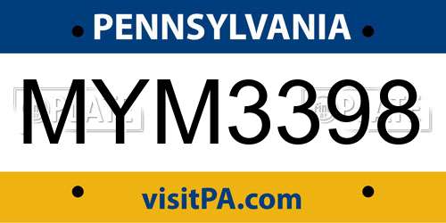 MYM3398 Pennsylvania License Plate