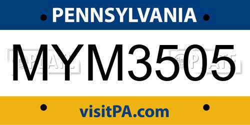 MYM3505 Pennsylvania License Plate