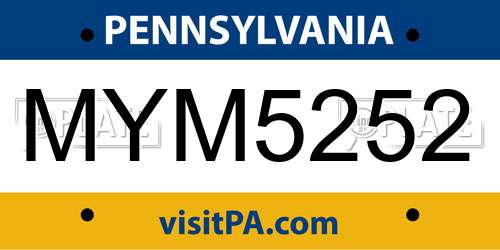 MYM5252 Pennsylvania License Plate