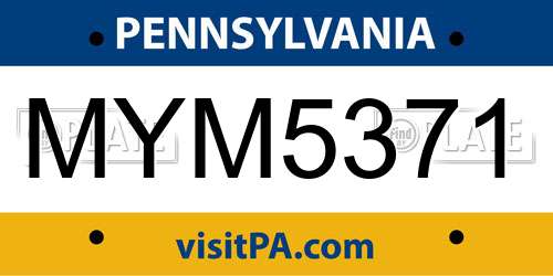 MYM5371 Pennsylvania License Plate