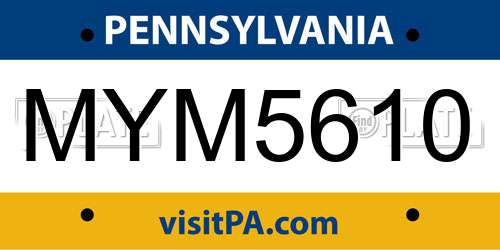 MYM5610 Pennsylvania License Plate