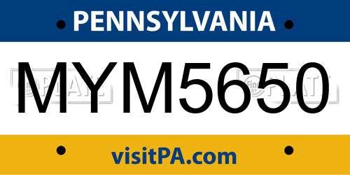 MYM5650 Pennsylvania License Plate