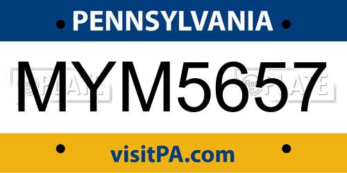 MYM5657 Pennsylvania License Plate