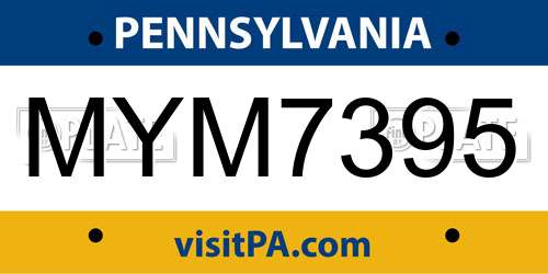 MYM7395 Pennsylvania License Plate