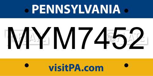 MYM7452 Pennsylvania License Plate