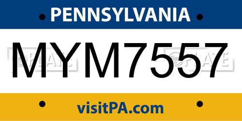 MYM7557 Pennsylvania License Plate