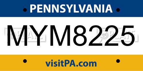 MYM8225 Pennsylvania License Plate