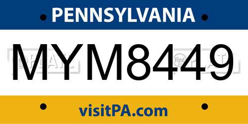 MYM8449 Pennsylvania License Plate