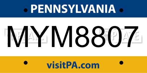 MYM8807 Pennsylvania License Plate