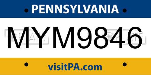 MYM9846 Pennsylvania License Plate