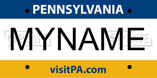 MYNAME Pennsylvania License Plate
