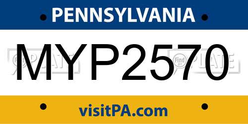 MYP2570 Pennsylvania License Plate