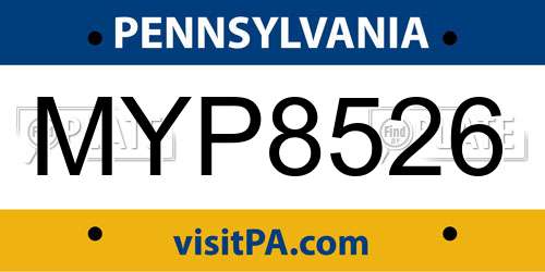 MYP8526 Pennsylvania License Plate