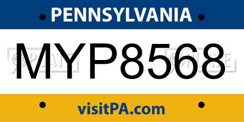 MYP8568 Pennsylvania License Plate