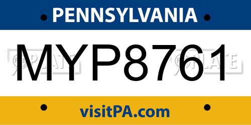 MYP8761 Pennsylvania License Plate