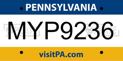 MYP9236 Pennsylvania License Plate