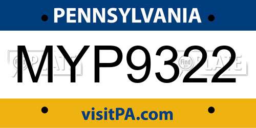 MYP9322 Pennsylvania License Plate