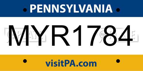 MYR1784 Pennsylvania License Plate