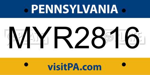 MYR2816 Pennsylvania License Plate