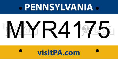MYR4175 Pennsylvania License Plate