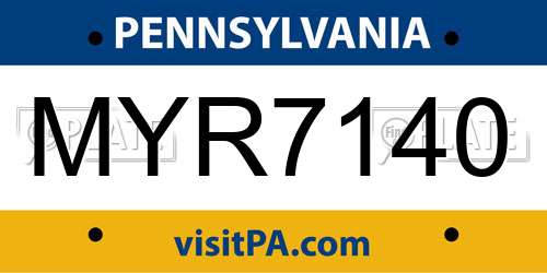 MYR7140 Pennsylvania License Plate