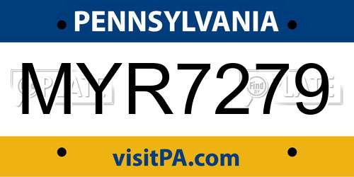 MYR7279 Pennsylvania License Plate
