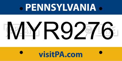 MYR9276 Pennsylvania License Plate