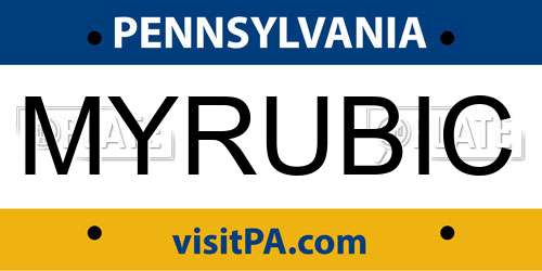 MYRUBIC Pennsylvania License Plate