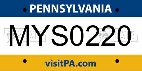 MYS0220 Pennsylvania License Plate