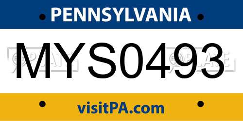 MYS0493 Pennsylvania License Plate
