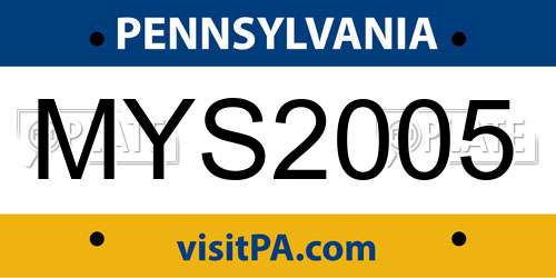 MYS2005 Pennsylvania License Plate