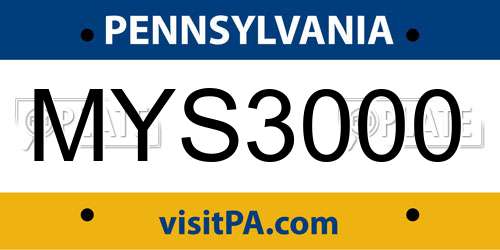MYS3000 Pennsylvania License Plate