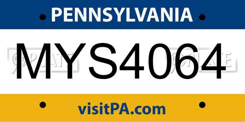 MYS4064 Pennsylvania License Plate