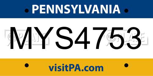 MYS4753 Pennsylvania License Plate