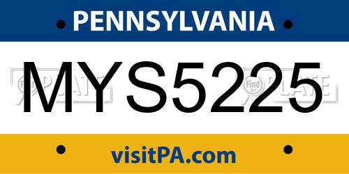 MYS5225 Pennsylvania License Plate