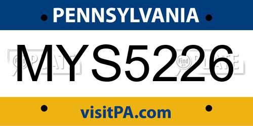 MYS5226 Pennsylvania License Plate