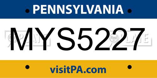 MYS5227 Pennsylvania License Plate